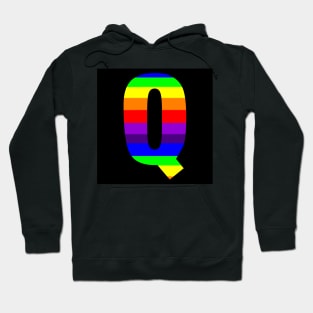 The Letter Q in Rainbow Stripes Hoodie